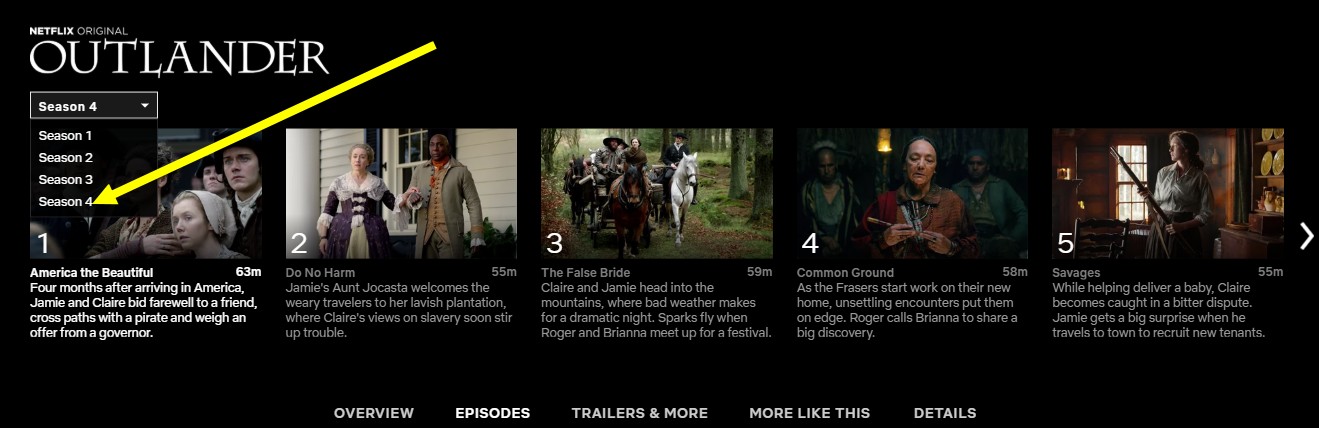 Du kan streame Outlander sesong 4 på Netflix