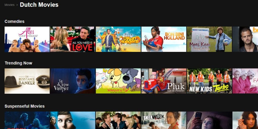 Watch lots of Dutch movies on Dutch Netflix using a VPN