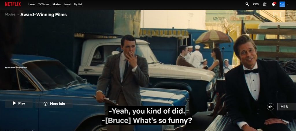 is Once Upon a time in hollywood on Netflix?