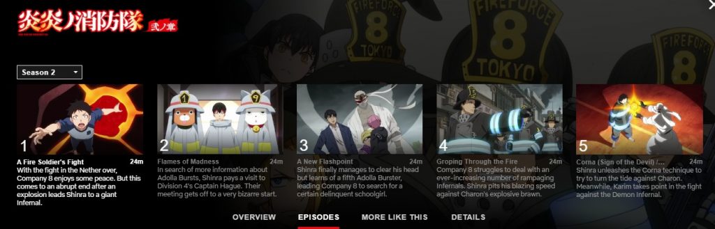 Fire Force season 2 on Netflix in Japan