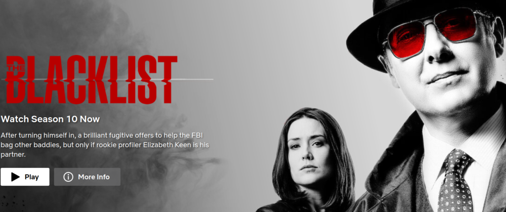 The Blacklist seizoen 10 staat op Netflix in India