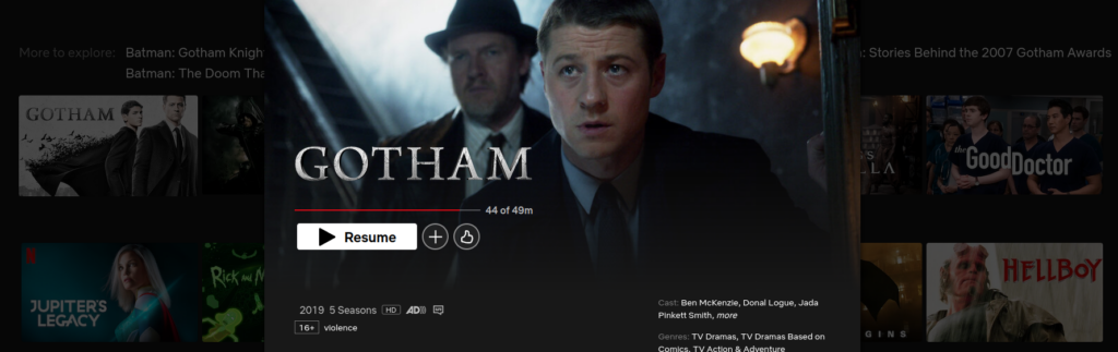 Gotham på Netflix