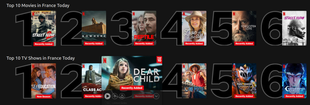 Mais populares na Netflix francesa