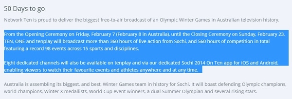 Network Ten and the Winter Olympics